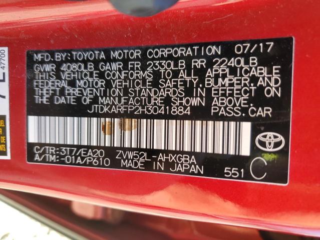 2017 TOYOTA PRIUS PRIM JTDKARFP2H3041884