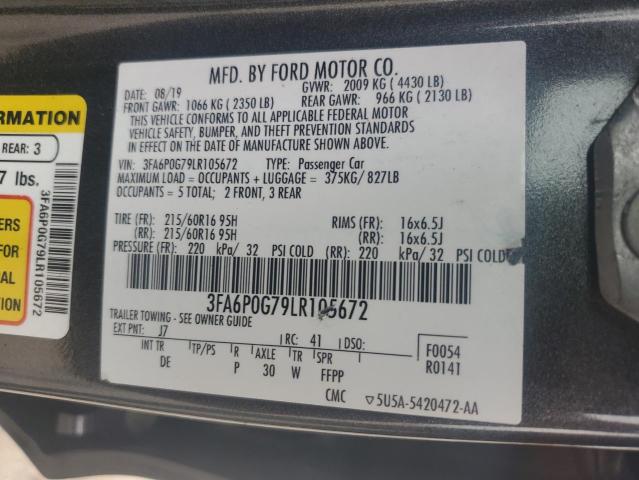 2020 FORD FUSION S 3FA6P0G79LR105672