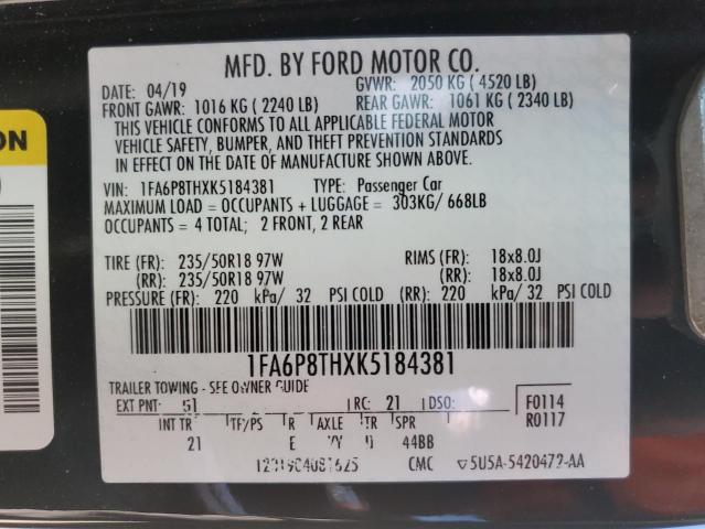 2019 FORD MUSTANG - 1FA6P8THXK5184381