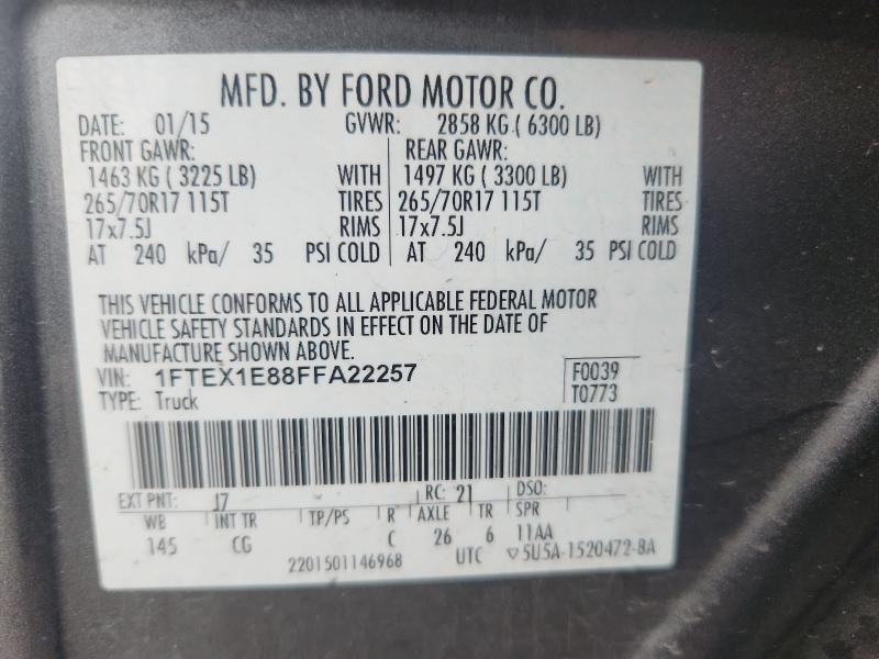2015 FORD F150 SUPER - 1FTEX1E88FFA22257