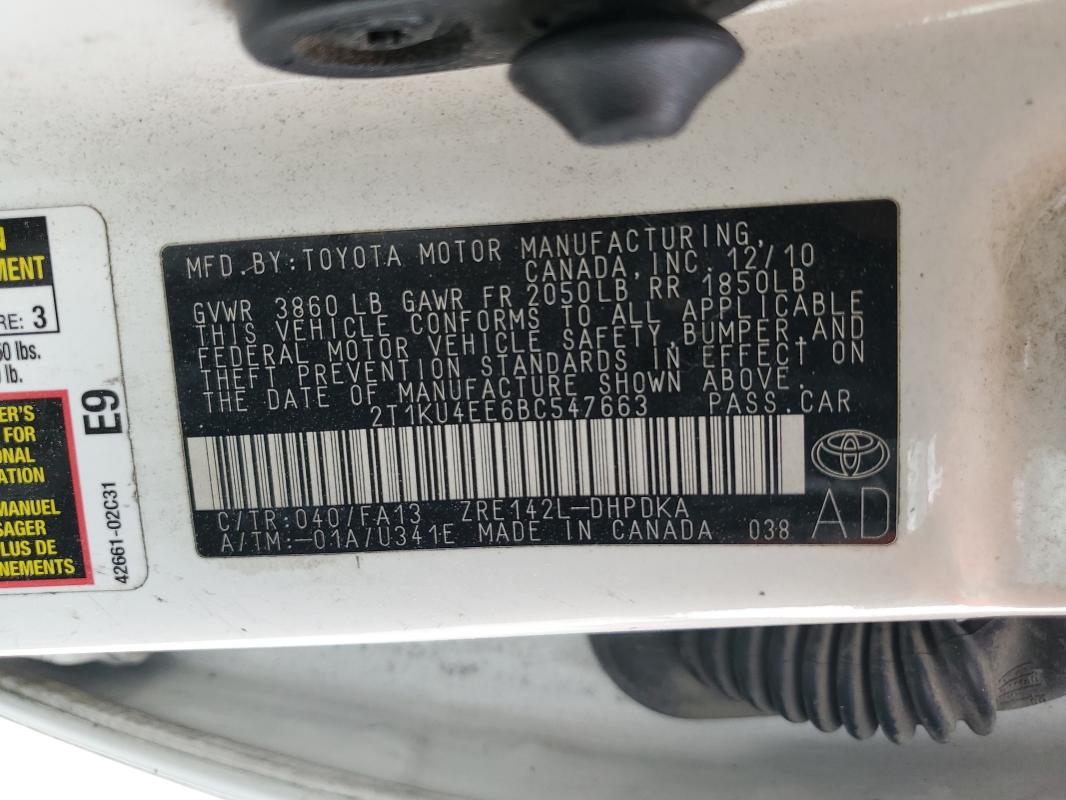 2011 TOYOTA COROLLA MA - 2T1KU4EE6BC547663