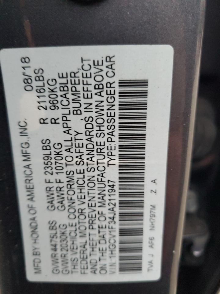 Lot #3302855929 2018 HONDA ACCORD SPO