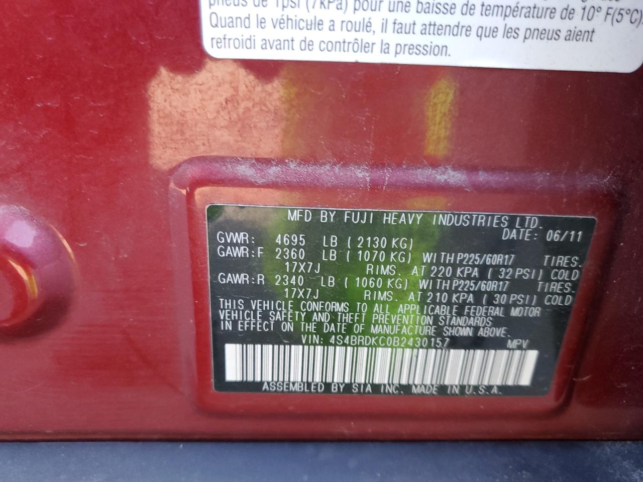 SUBARU OUTBACK 3.6R LIMITED