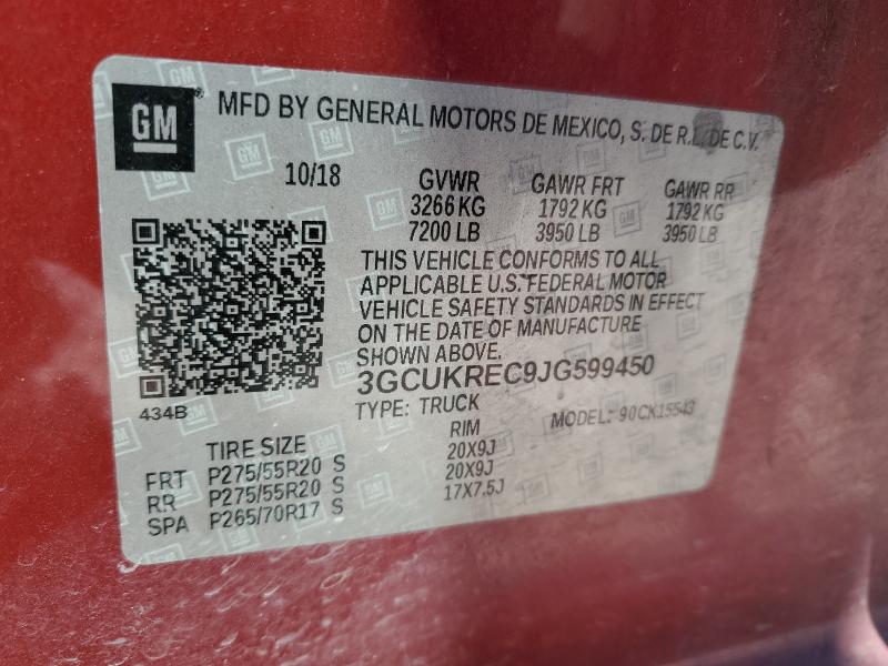 2018 CHEVROLET SILVERADO - 3GCUKREC9JG599450