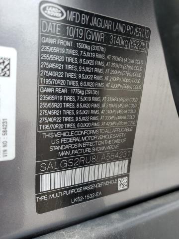 2020 LAND ROVER RANGE ROVE - SALGS2RU8LA584231