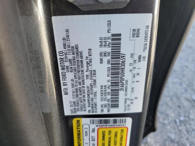 2017 FORD FUSION SE - 3FA6P0PU0HR306597