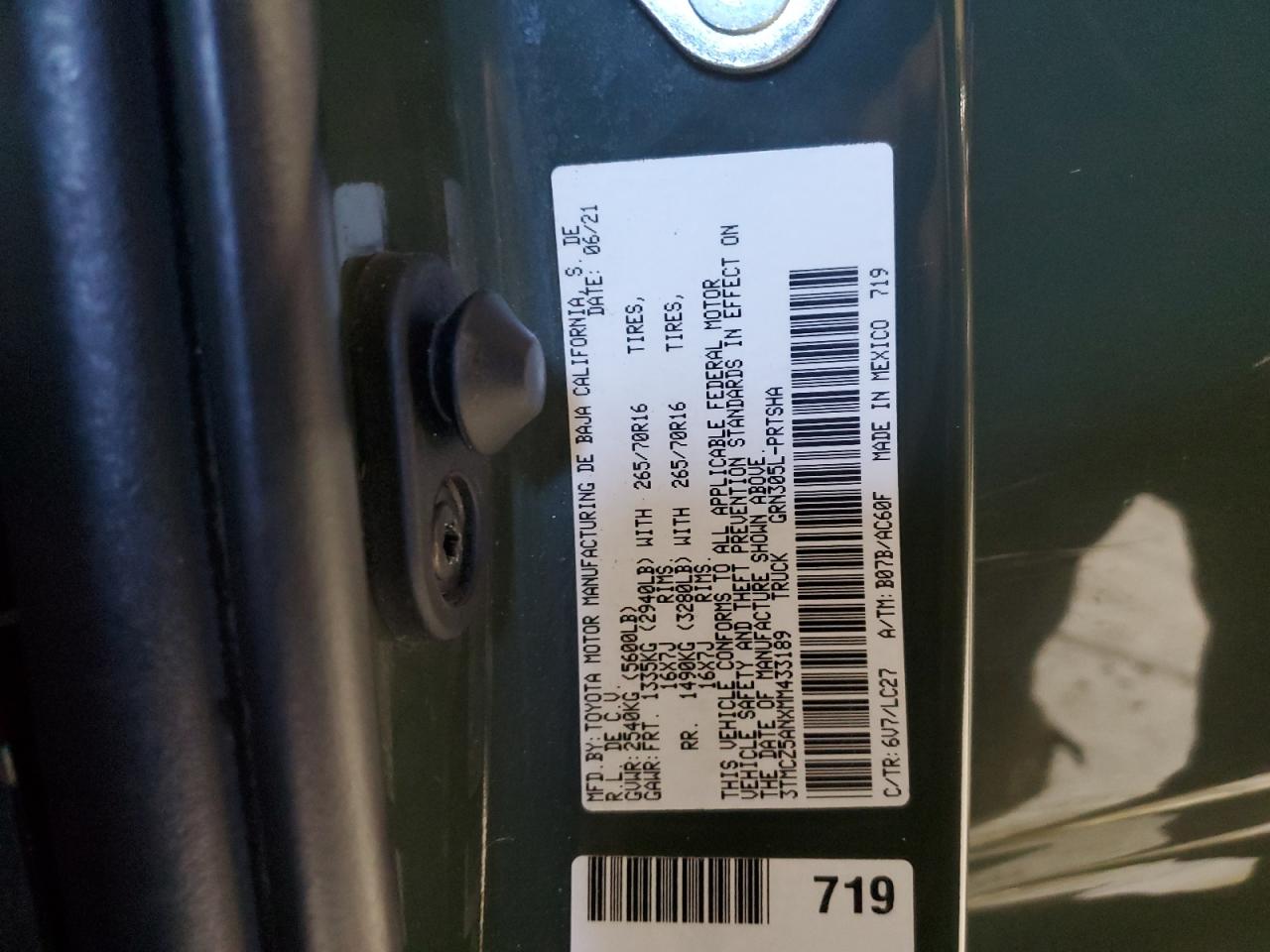 Lot #3302799999 2021 TOYOTA TACOMA DOU