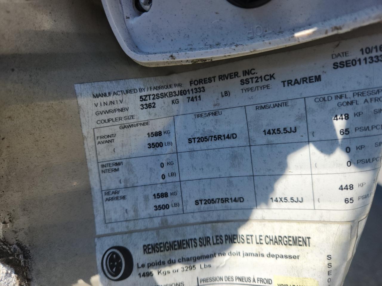 Lot #3305427480 2018 SHASTA OASIS