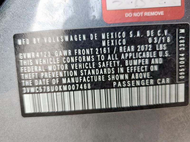 2019 VOLKSWAGEN JETTA S - 3VWC57BU0KM007468