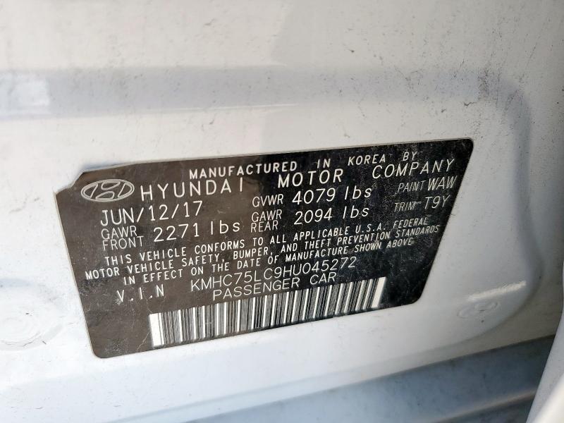 2017 HYUNDAI IONIQ SEL KMHC75LC9HU045272