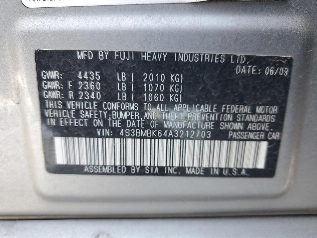 SUBARU LEGACY 2.5I LIMITED