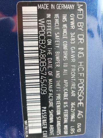 2011 PORSCHE BOXSTER S - WP0CB2A80BS745409