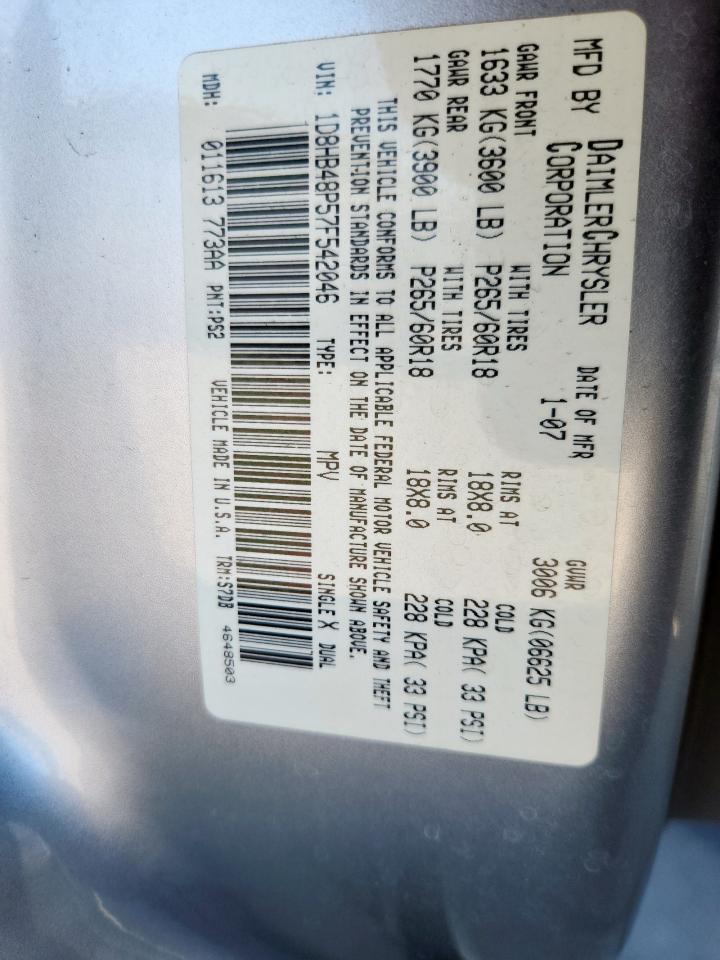 Lot #3303867736 2007 DODGE DURANGO SL