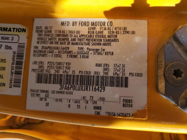 2018 FORD FUSION SE - 3FA6P0LUXJR116429