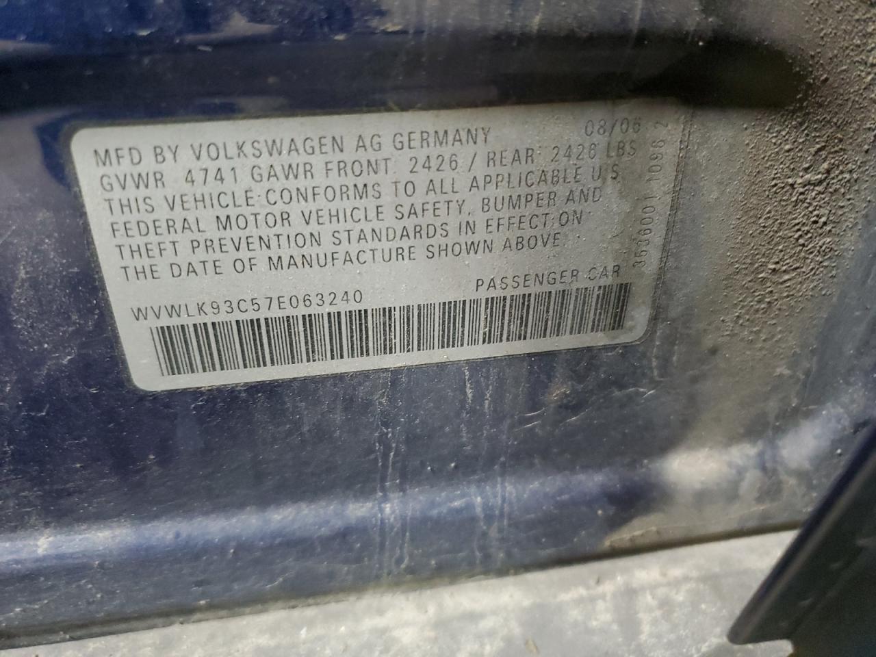 Lot #3276376671 2007 VOLKSWAGEN PASSAT 2.0