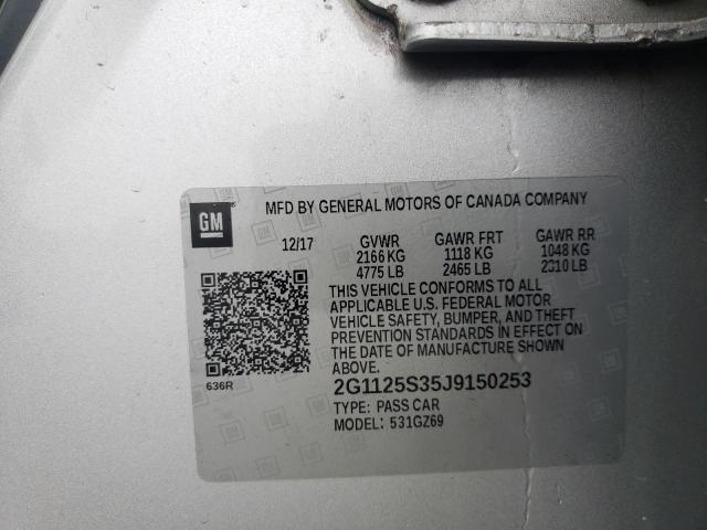 2018 CHEVROLET IMPALA PRE 2G1125S35J9150253