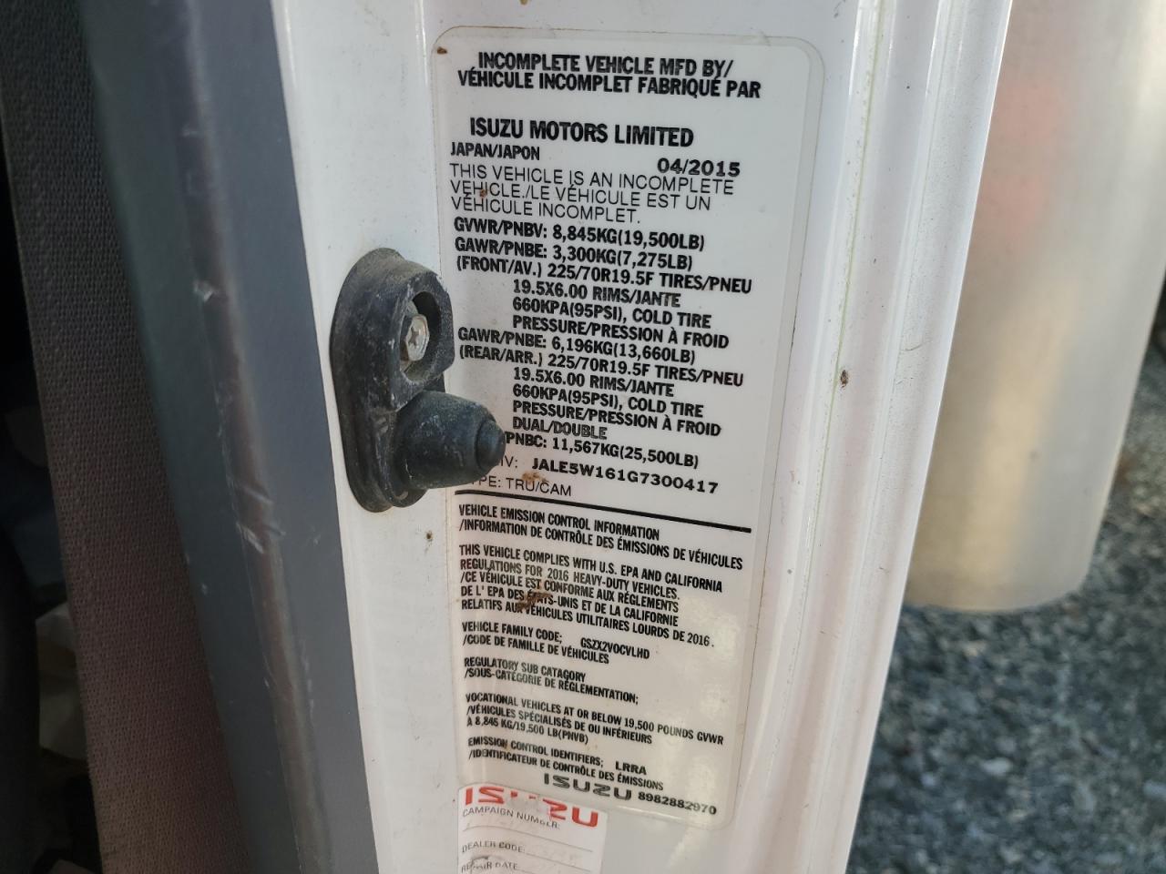 Lot #3281486988 2016 ISUZU NRR