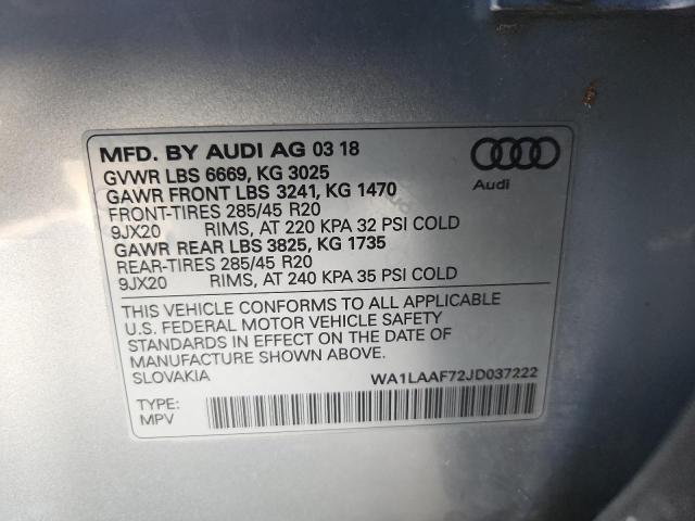 2018 AUDI Q7 PREMIUM - WA1LAAF72JD037222