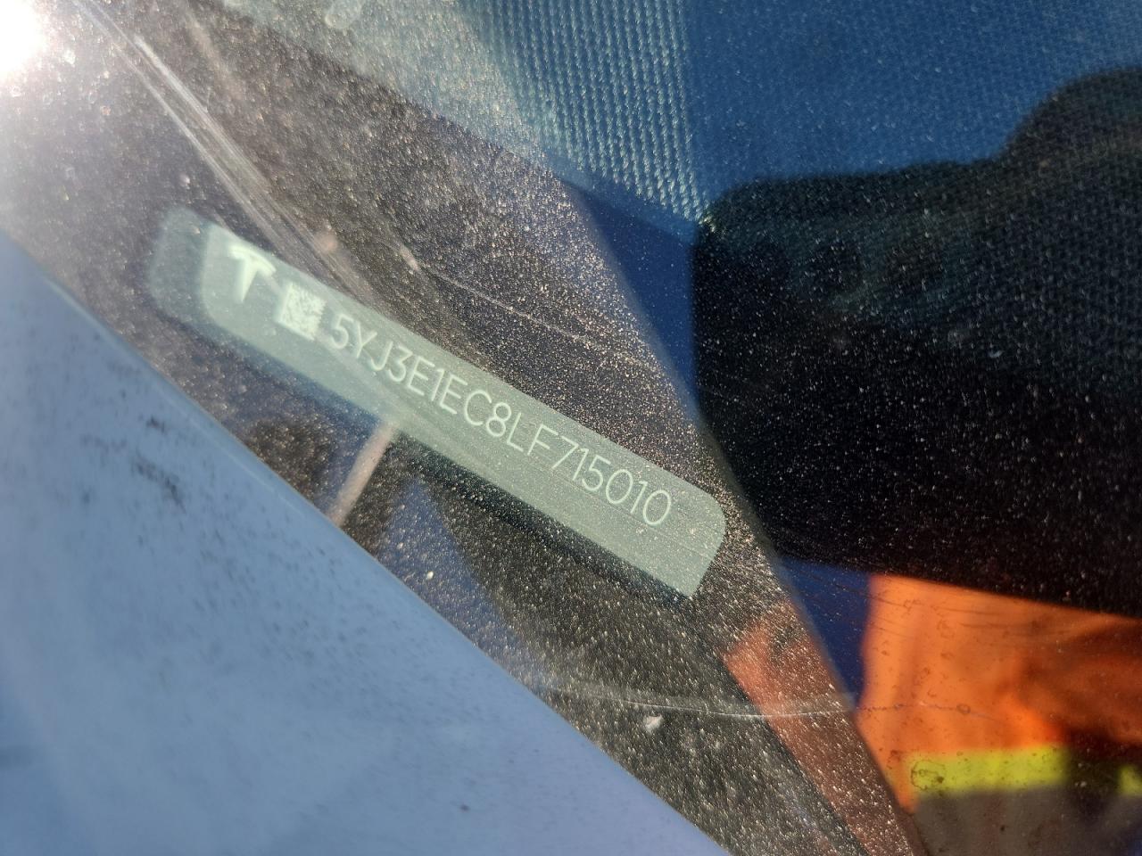 Lot #3311504243 2020 TESLA MODEL 3