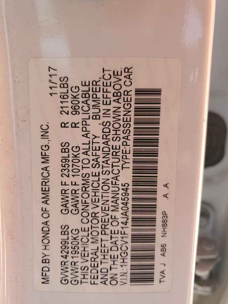 2018 HONDA ACCORD LX #3294133945