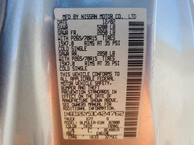 2003 NISSAN FRONTIER K #3310451304