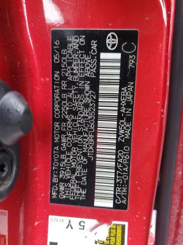 2016 TOYOTA PRIUS JTDKBRFU6G3523727