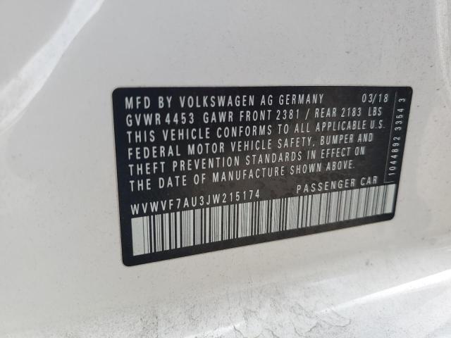 2018 VOLKSWAGEN GOLF R - WVWVF7AU3JW215174