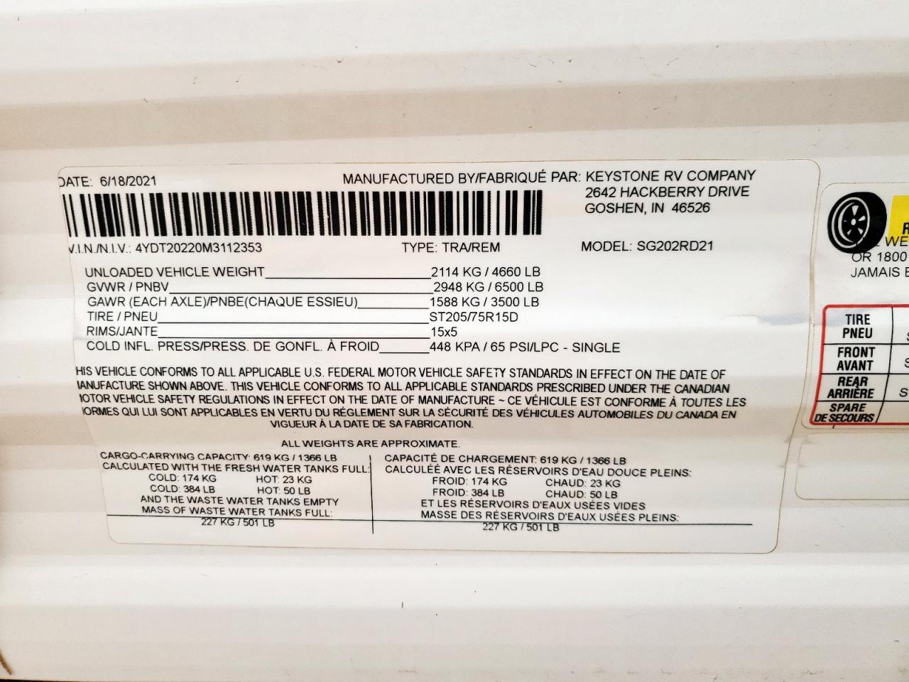 Lot #3282601893 2021 SPRINGDALE/ SPRINTER TRAVEL TRL