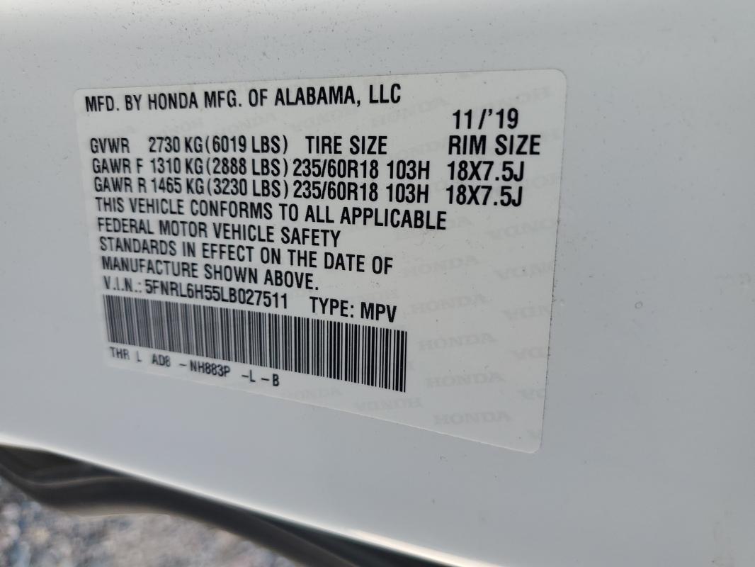 2020 HONDA ODYSSEY EX #3302933603