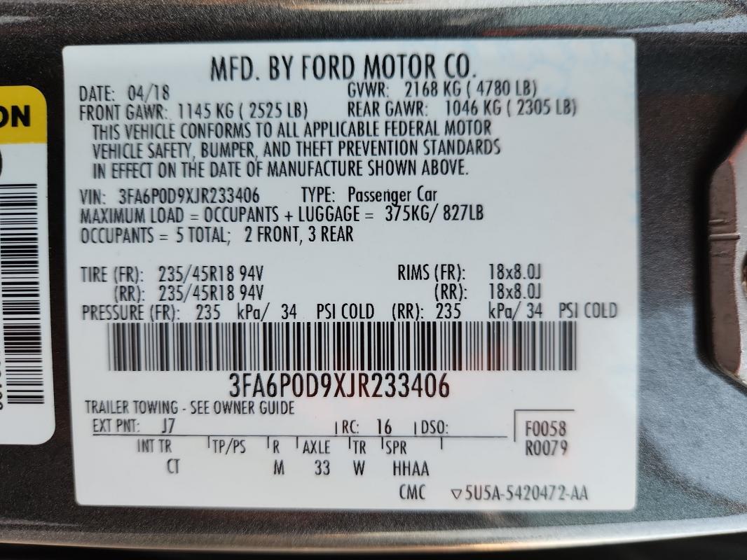 2018 FORD FUSION TIT - 3FA6P0D9XJR233406