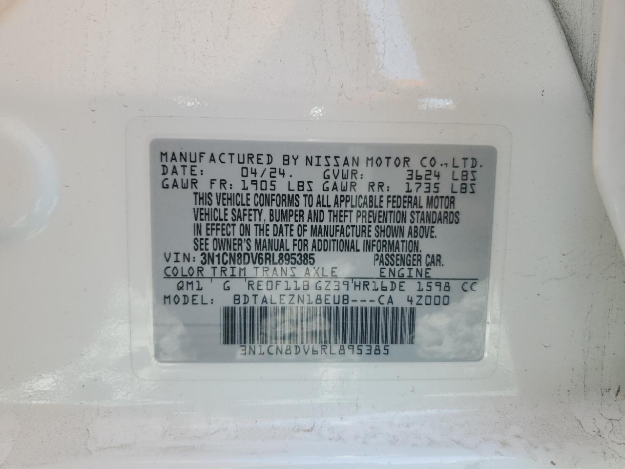 Lot #3310302051 2024 NISSAN VERSA S