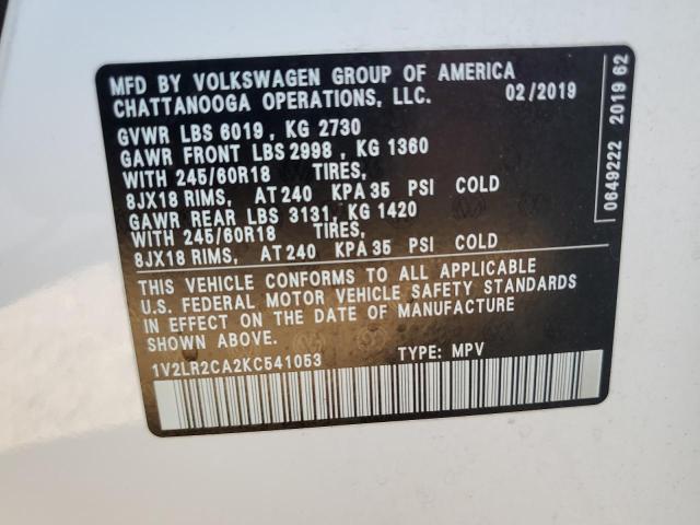 2019 VOLKSWAGEN ATLAS SE #3286664289