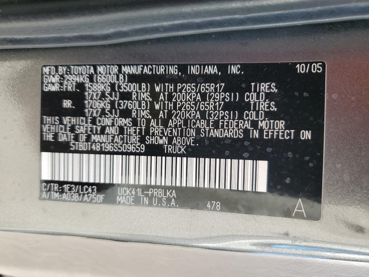 Lot #3291517927 2006 TOYOTA TUNDRA DOU