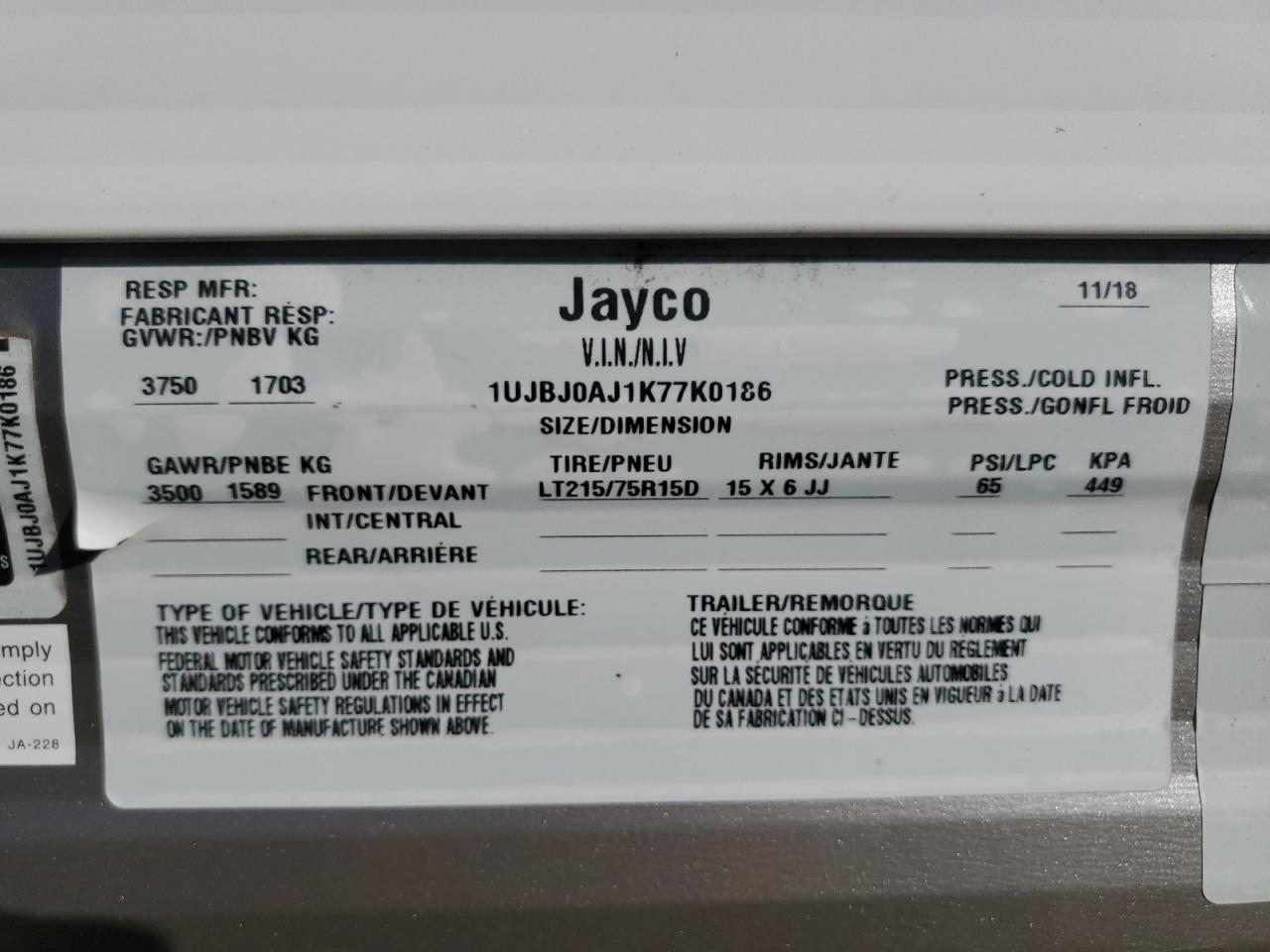 Lot #3271929343 2019 JAYCO JAY FLIGHT