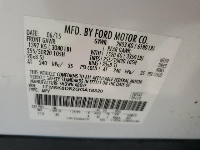 2016 FORD EXPLORER XLT 1FM5K8D82GGA18320