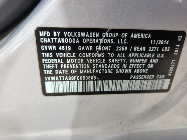 2015 VOLKSWAGEN PASSAT S - 1VWAT7A38FC050808