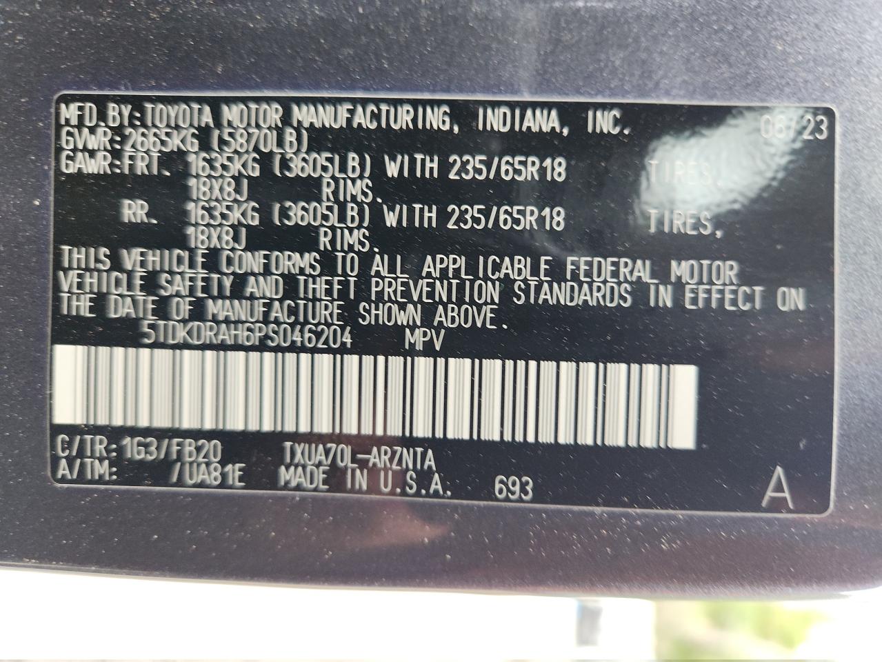 Lot #3301792377 2023 TOYOTA HIGHLANDER