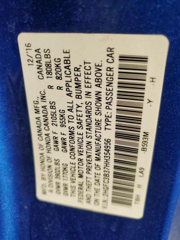 2017 HONDA CIVIC EX - 2HGFC3B37HH354956