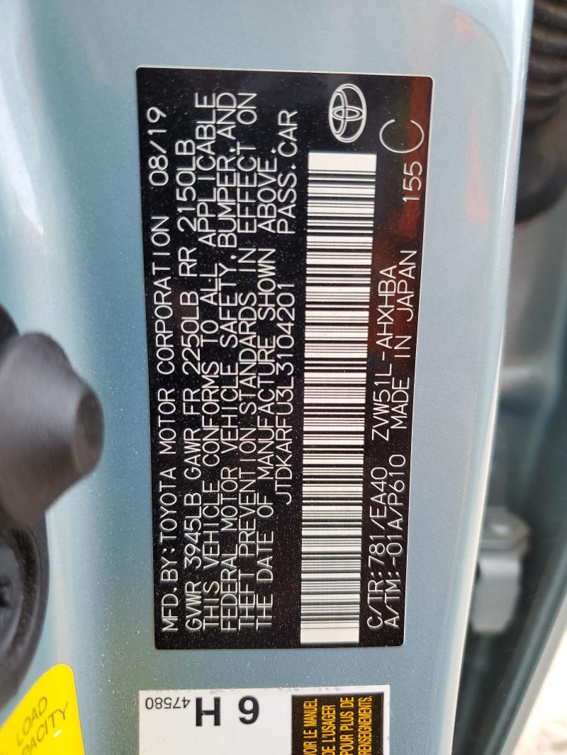 2020 TOYOTA PRIUS L #3308583500