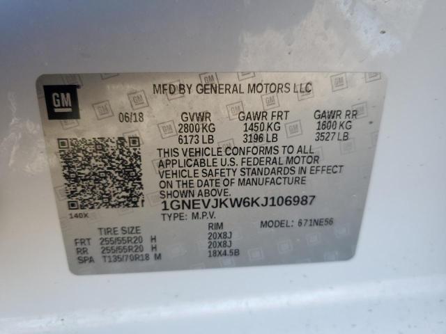 2019 CHEVROLET TRAVERSE HIGH COUNTRY 1GNEVJKW6KJ106987