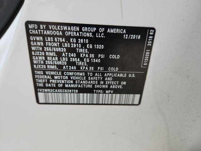 2019 VOLKSWAGEN ATLAS SE - 1V2WR2CAXKC528726