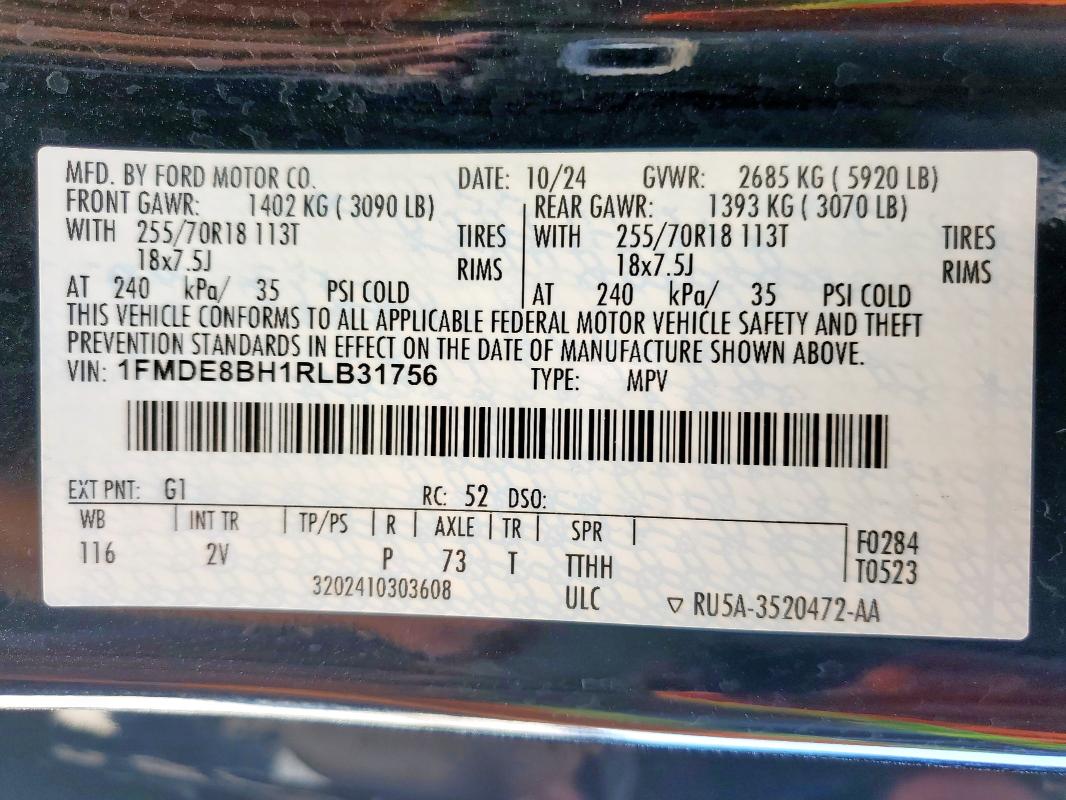 2024 FORD BRONCO OUT 1FMDE8BH1RLB31756