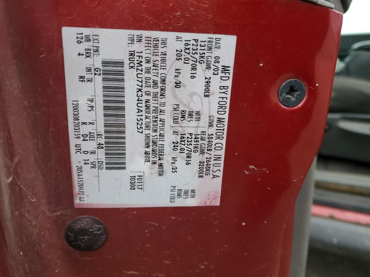 Lot #3274696885 2004 FORD EXPLORER S