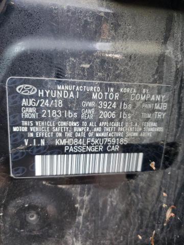 2019 HYUNDAI ELANTRA SE KMHD84LF5KU759185