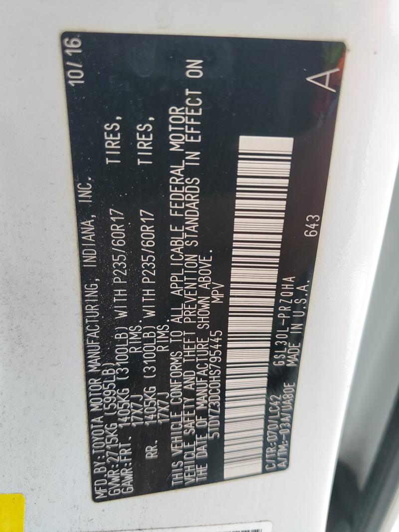 2017 TOYOTA SIENNA XLE - 5TDYZ3DC0HS795445