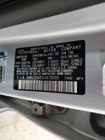 2018 HYUNDAI TUCSON SEL KM8J33A43JU678035