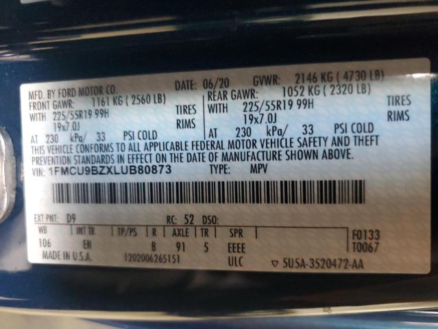 2020 FORD ESCAPE SE SPORT - 1FMCU9BZXLUB80873