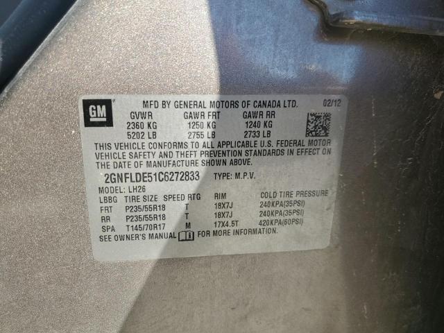 2012 CHEVROLET EQUINOX LT - 2GNFLDE51C6272833