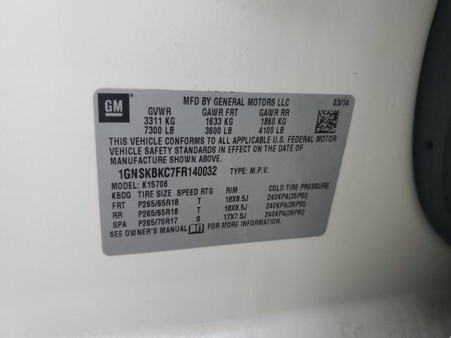 2015 CHEVROLET TAHOE K150 1GNSKBKC7FR140032