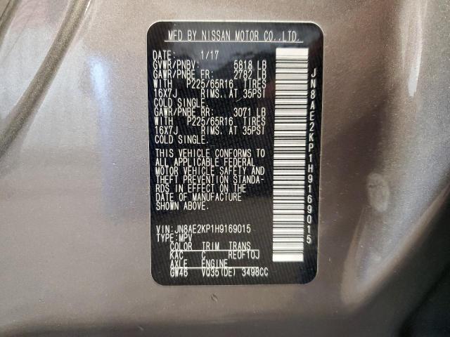 2017 NISSAN QUEST S JN8AE2KP1H9169015
